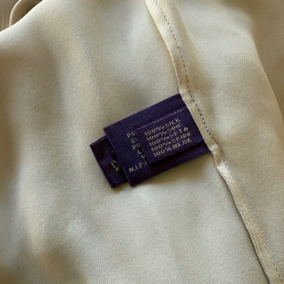 Ralph Lauren Purple Label 100% Silk Sand Blouse 12 - Picture 5 of 6